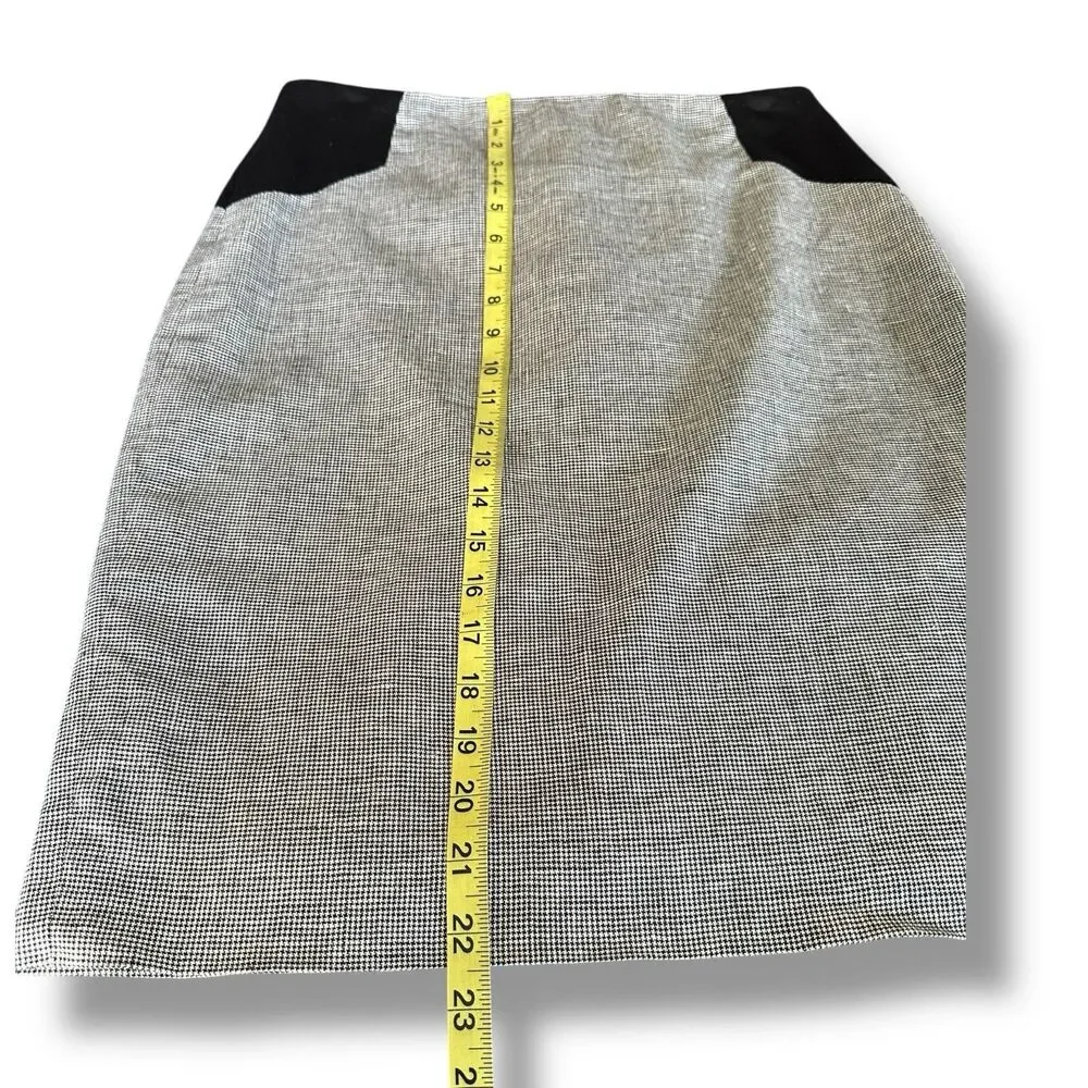 Calvin Klein Linen Blend Pencil Skirt Gray Black Size 2